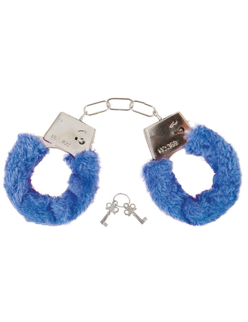 Modré plyšové putá pre dospelých s kľúčmi