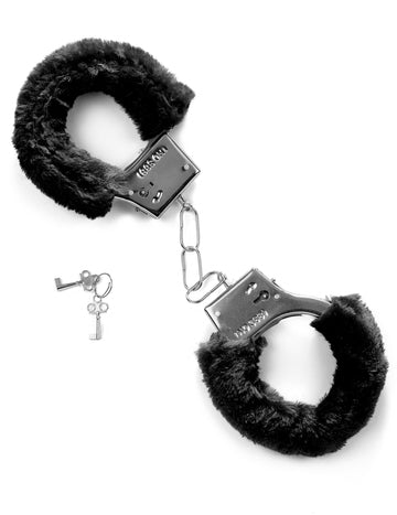 Menottes noires pour adulte avec fourrure et clés