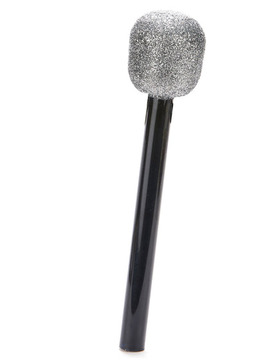 Micro chanteur pour adulte et enfant noir et argenté à paillettes