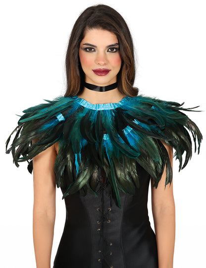 mini plášť pre dospelých s čiernym a modrým perím