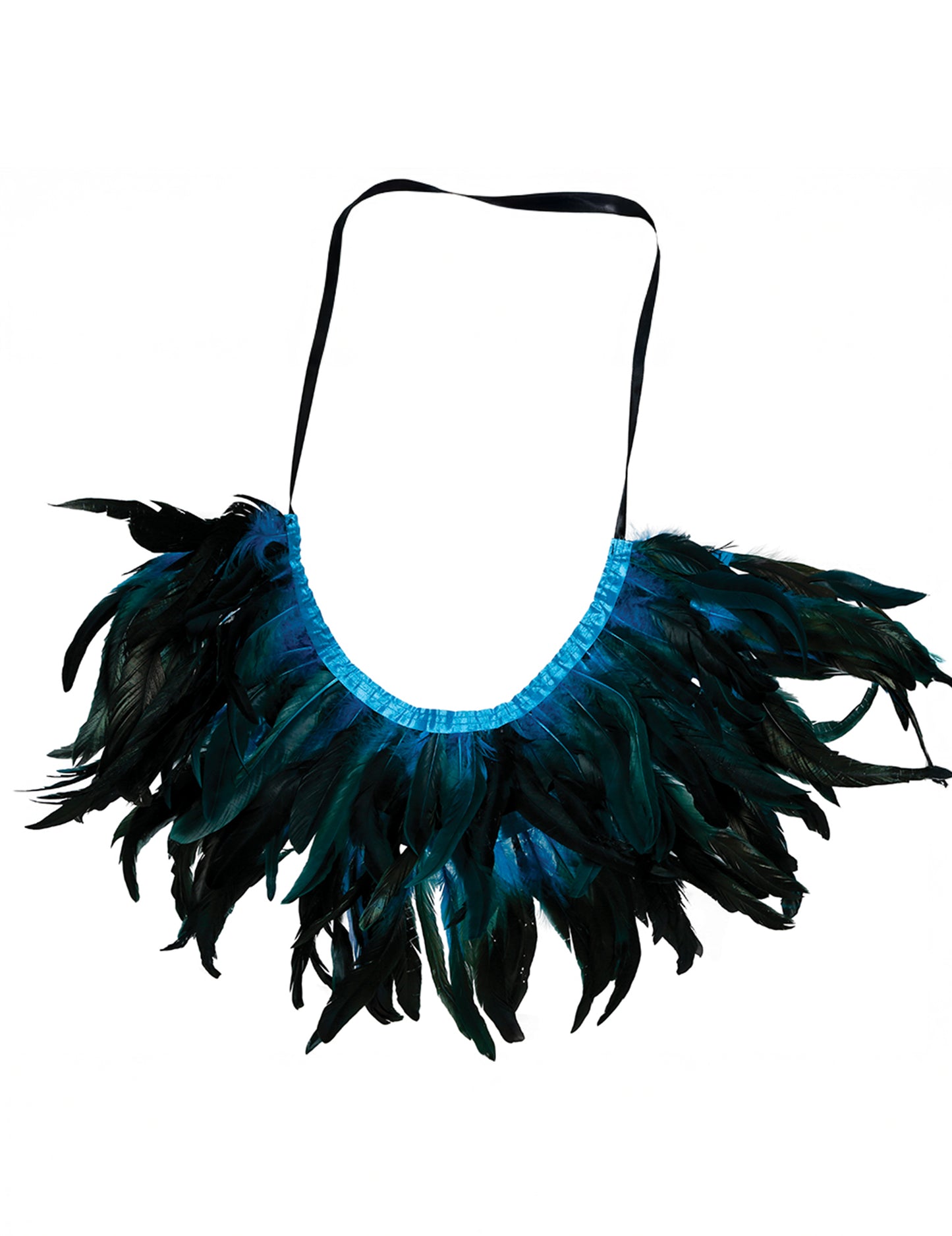 mini plášť pre dospelých s čiernym a modrým perím