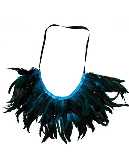 mini plášť pre dospelých s čiernym a modrým perím