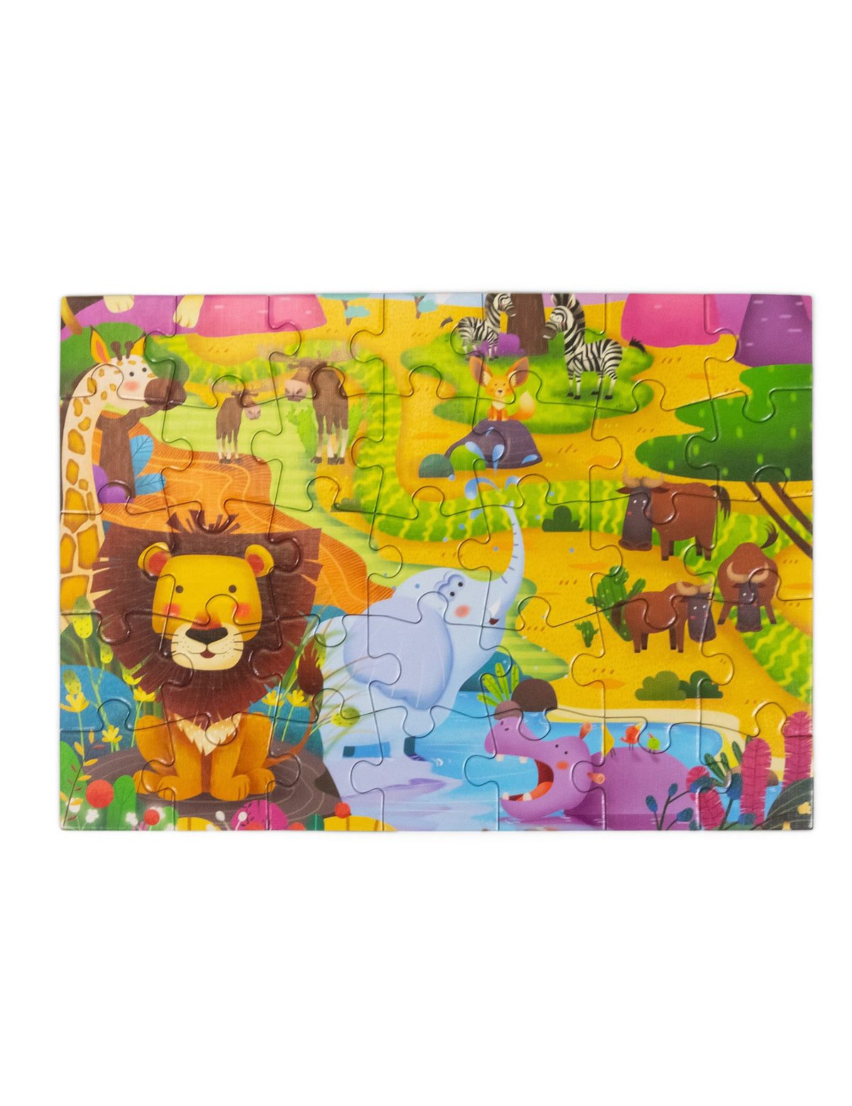 Aperçu du modèle animaux de la savane du petit puzzle thèmes dinosaures espace et animaux pour enfant