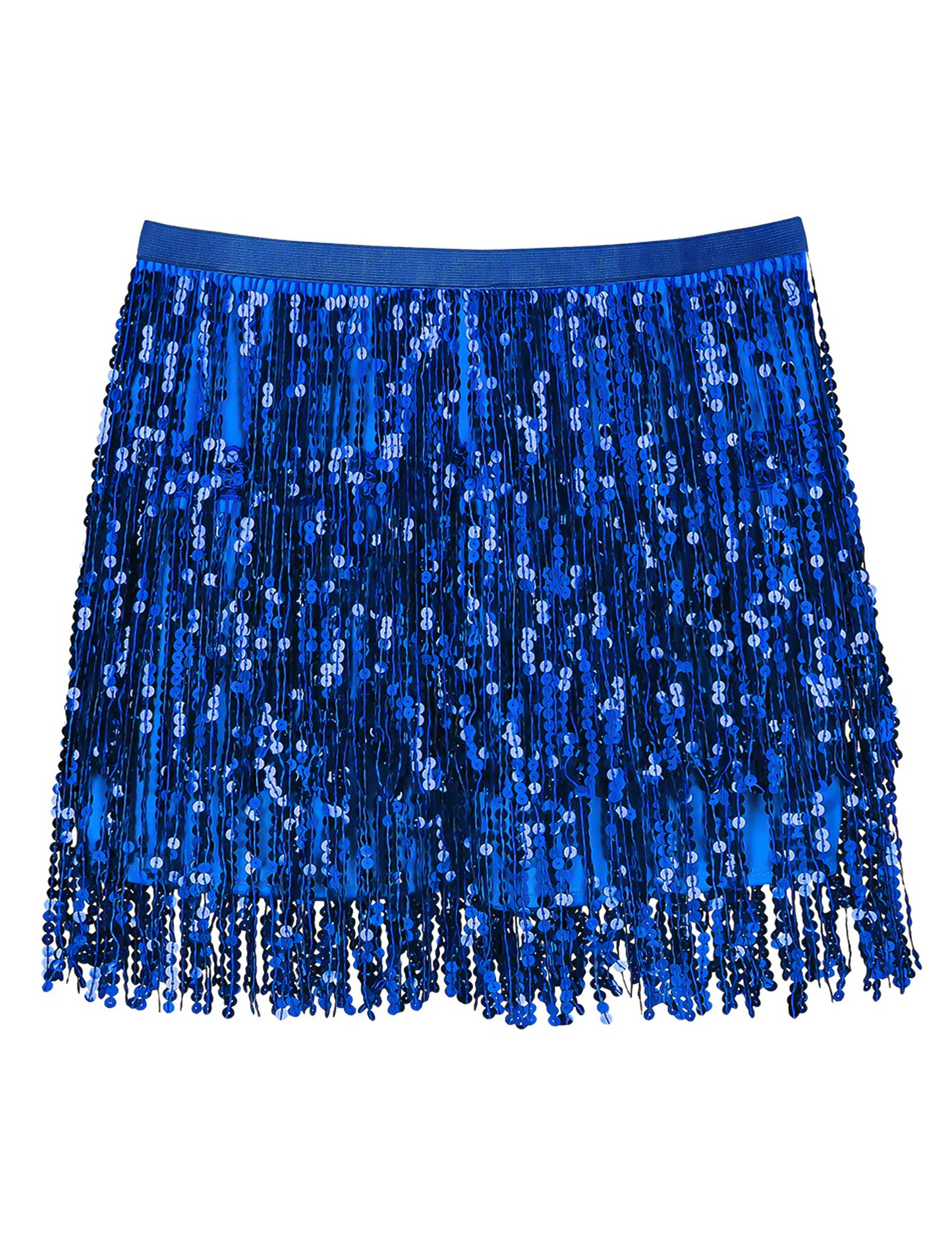 Modrá flitrovaná minisukňa pre ženy 