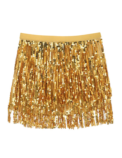 Dámska zlatá flitrovaná mini sukňa 