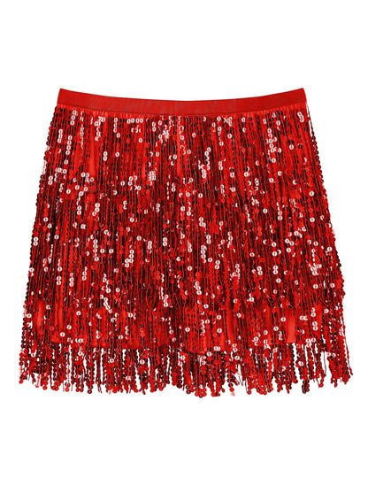 Dámska červená flitrovaná minisukňa 