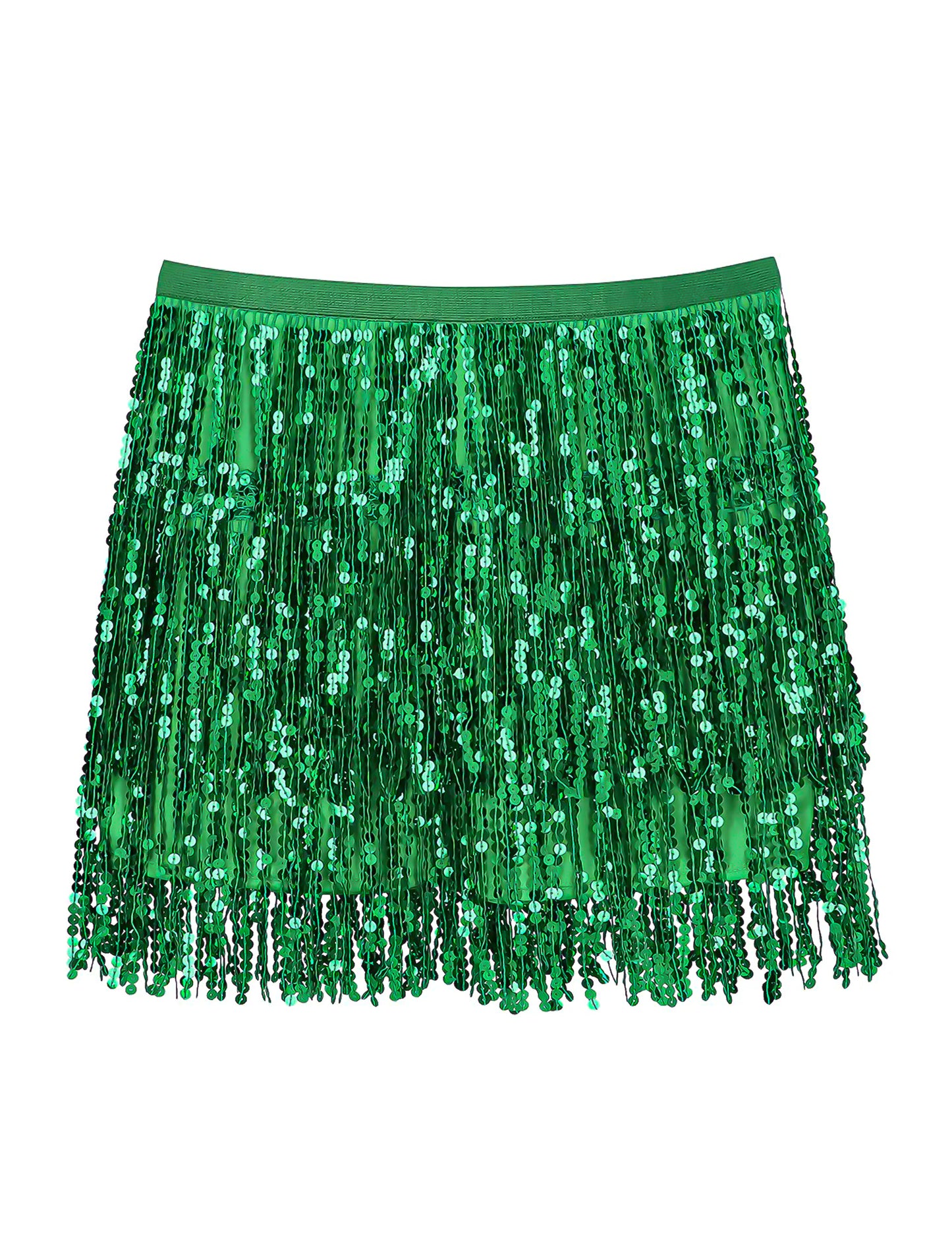 Dámska zelená mini sukňa s flitrami 