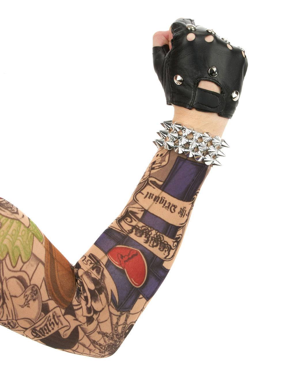 Détail porté de la mitaine punk pour adulte