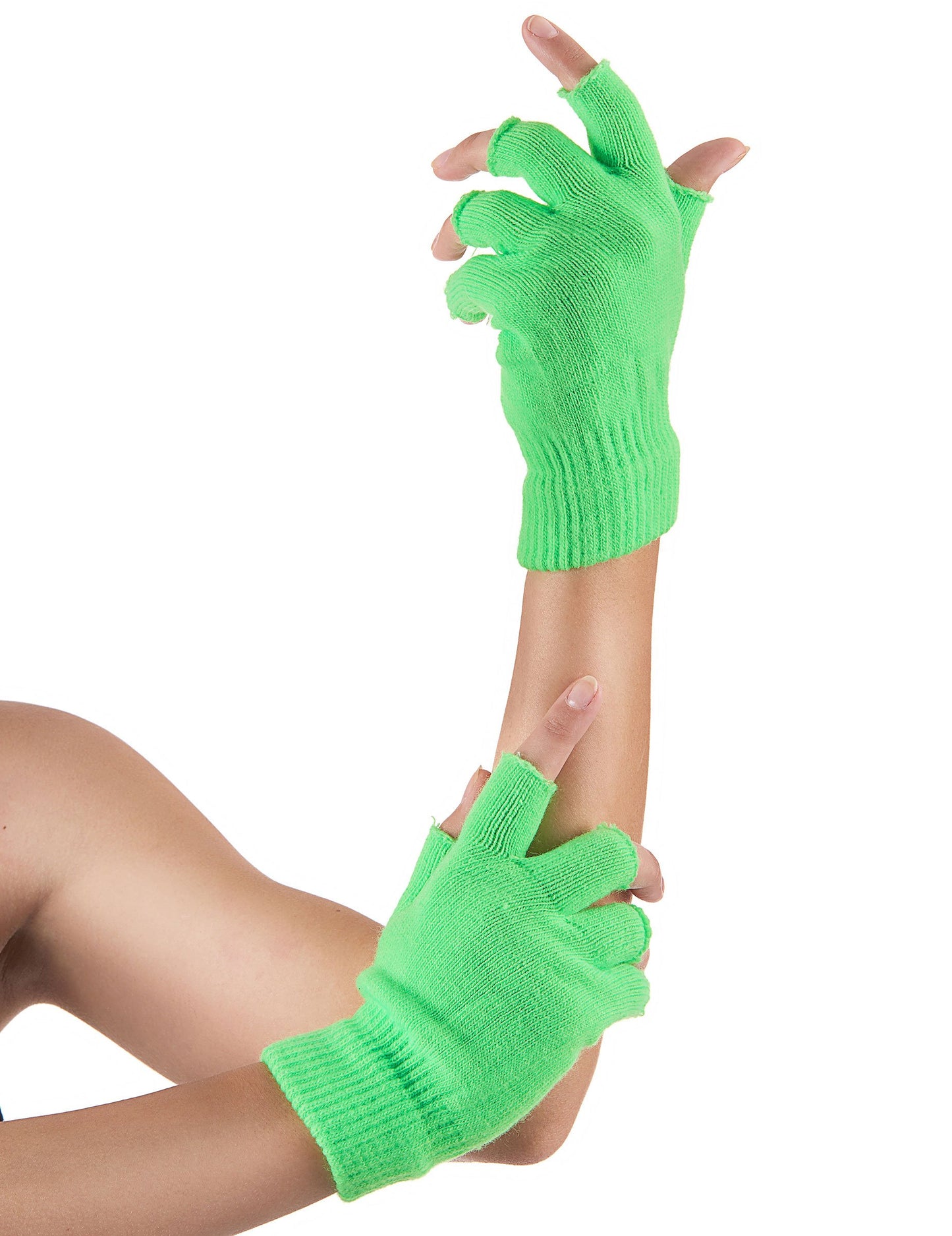 Mitaines courtes fluo pour adulte vert fluo