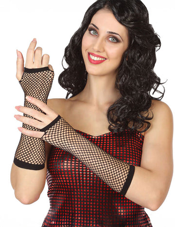 Dlhé sieťované rukavice pre ženy čierne