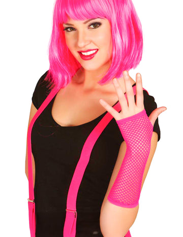 Dlhé sieťované rukavice pre ženy v ružovej farbe