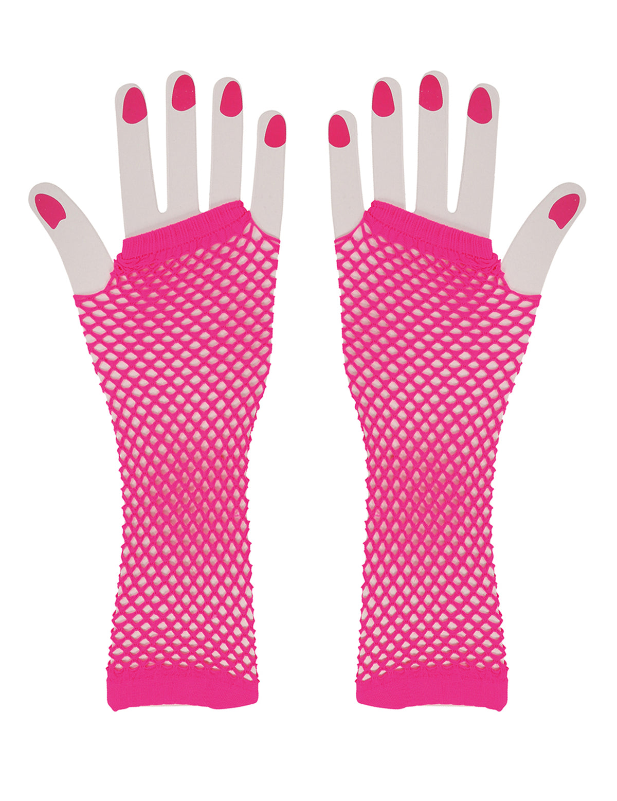 Vue de face de la paire de mitaines longues résille pour femme