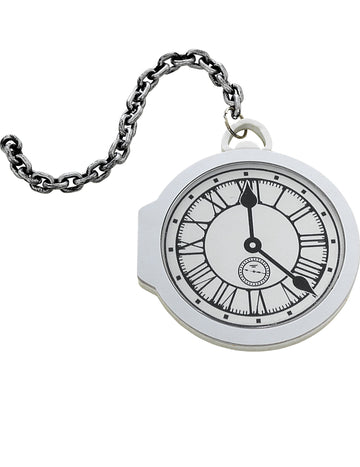 Montre gousset blanche pour adulte avec chaîne argentée