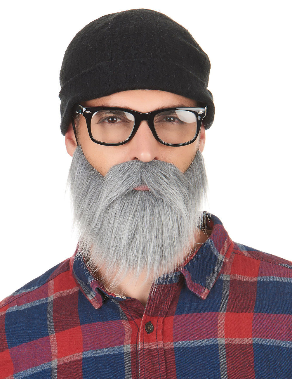 Gros plan de face de la moustache et barbe pour adulte grises