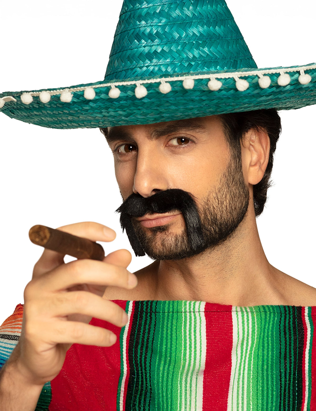 Moustache mexicaine pour adulte noire à pointes tombantes