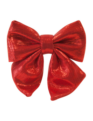 Červený metalický motýlik z látky 15 cm