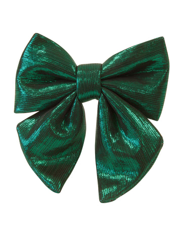 Tmavozelený motýlik z metalickej látky 15 cm