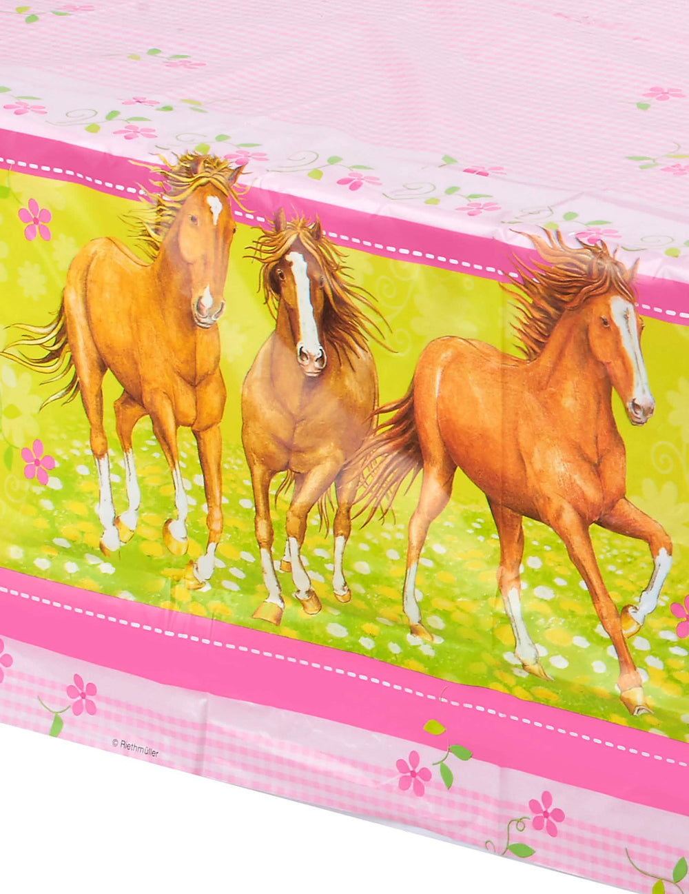 Detail ilustrácie cválajúcich koní na obrus Chevaux