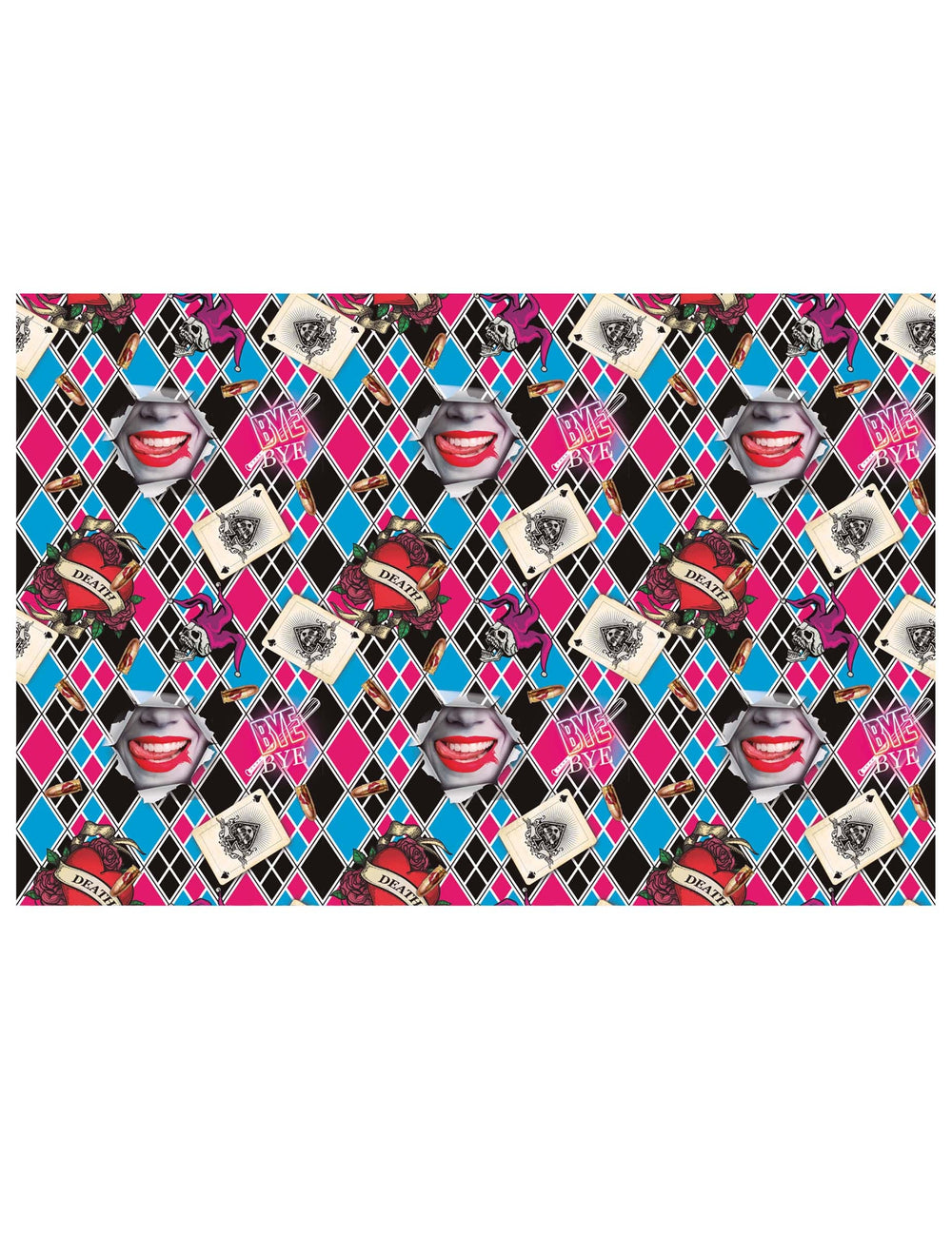 Détail des motifs harlequin et graphiques de la nappe Dangerous Girl