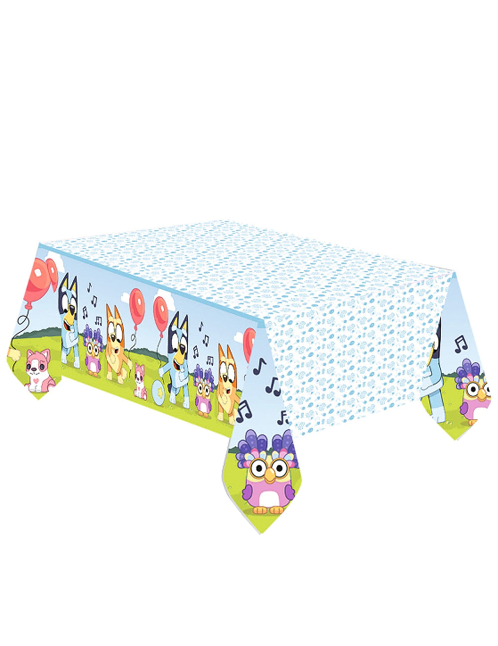 Nappe en papier Bluey pour enfant bleue et blanche avec personnages