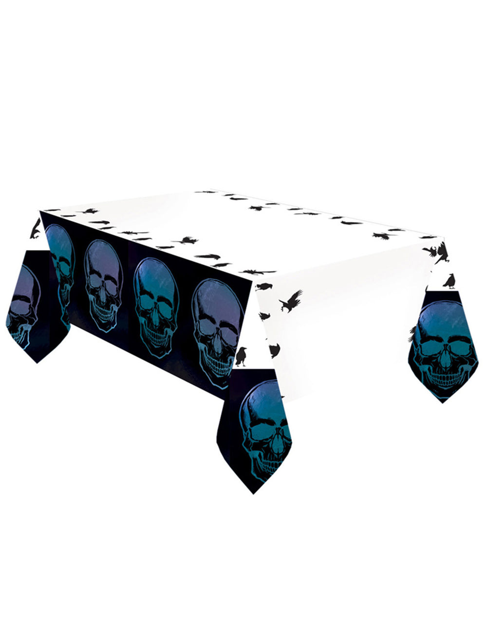 Nappe en papier Boneshine Fever blanche avec motifs de crânes bleus et noirs