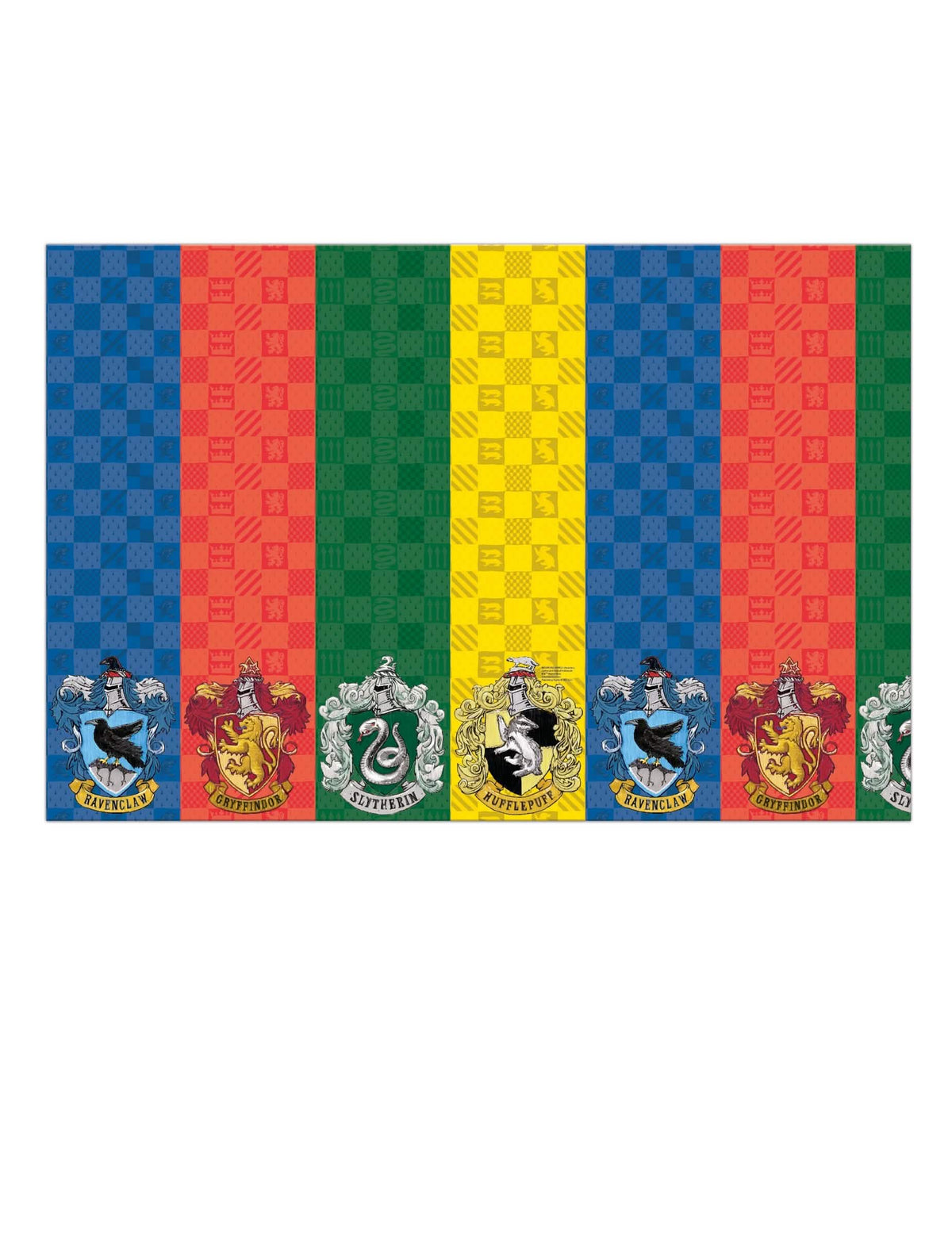 Papierový obrus Harry Potter na viacfarebné párty s erbmi fakúlt Rokfortu