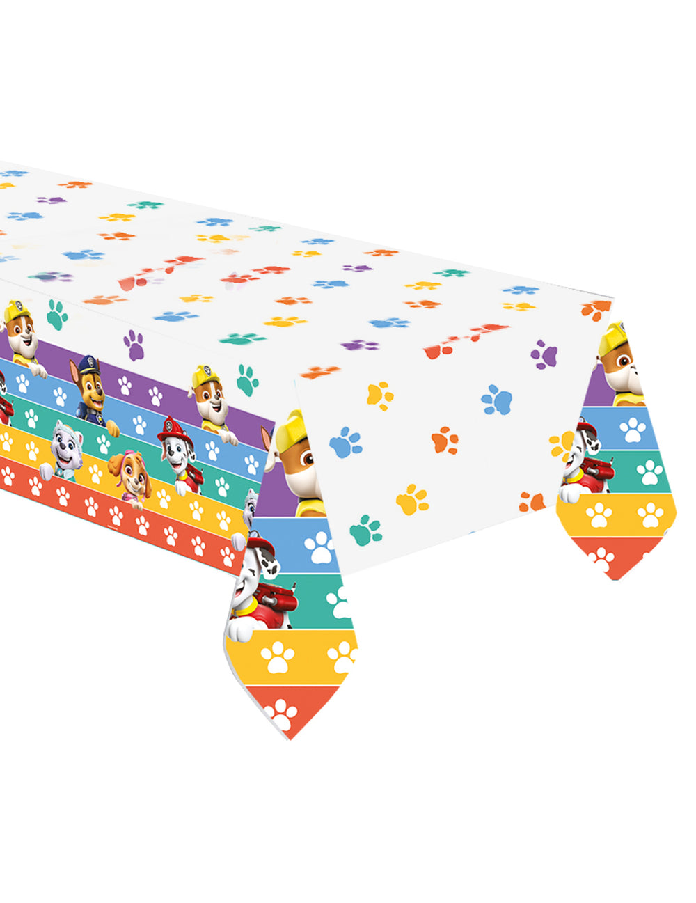 Nappe en papier Pat' Patrouille pour enfant blanche à motifs pattes multicolores