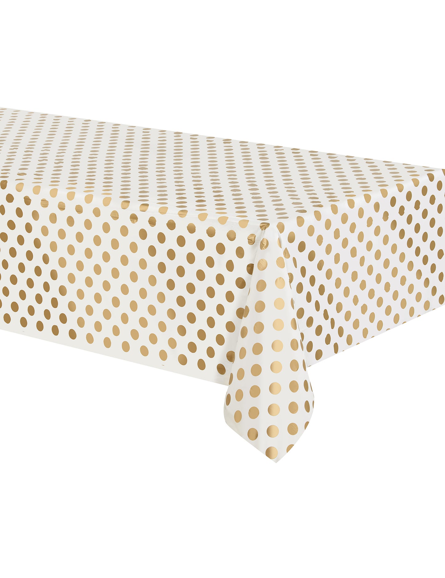 Biely plastový obrus so zlatými bodkami, 137 x 274 cm cm na oslavy a narodeniny