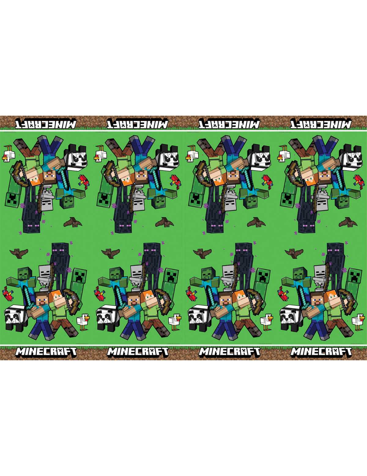 Nappe en plastique Minecraft pour enfant verte avec personnages