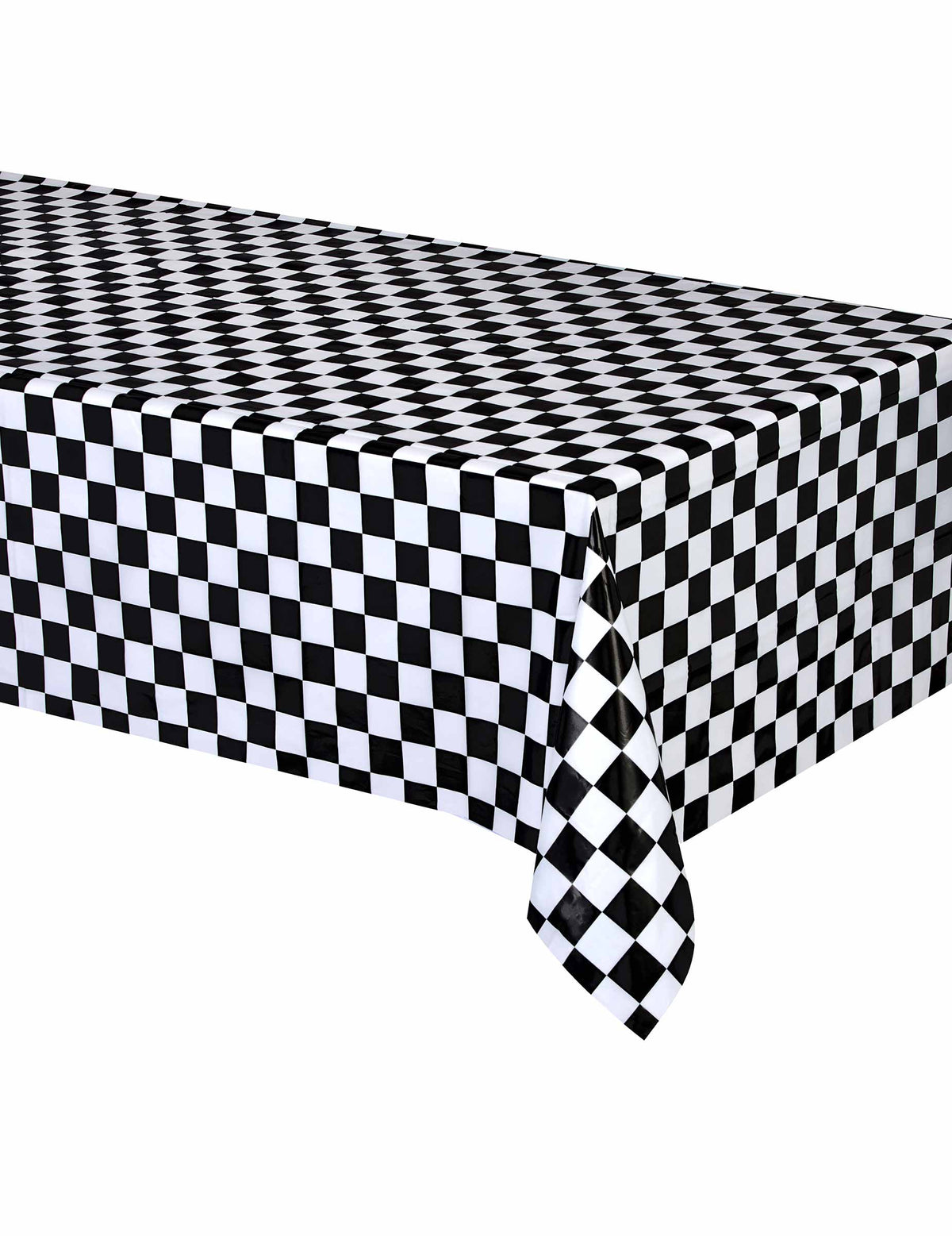 Nappe en plastique racing pour fête à damier noir et blanc