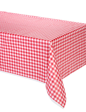 Plastový obrus z červeného Vichy 137 x 274 cm