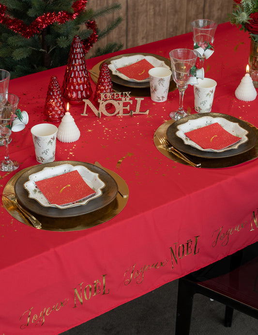 Nappe en tissu Étoile Filante rouge 145 x 240 cm