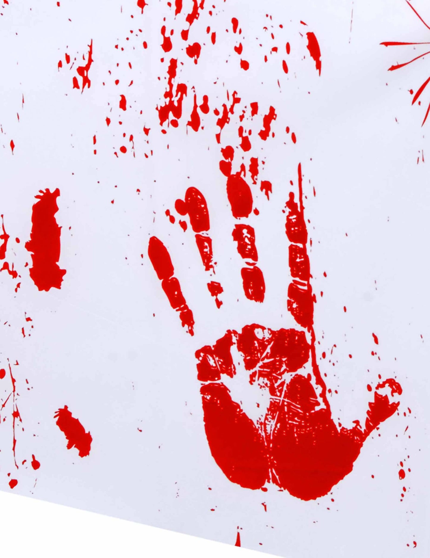 Detail motívu odtlačku ruky plastového obrusu s krvavými rukami