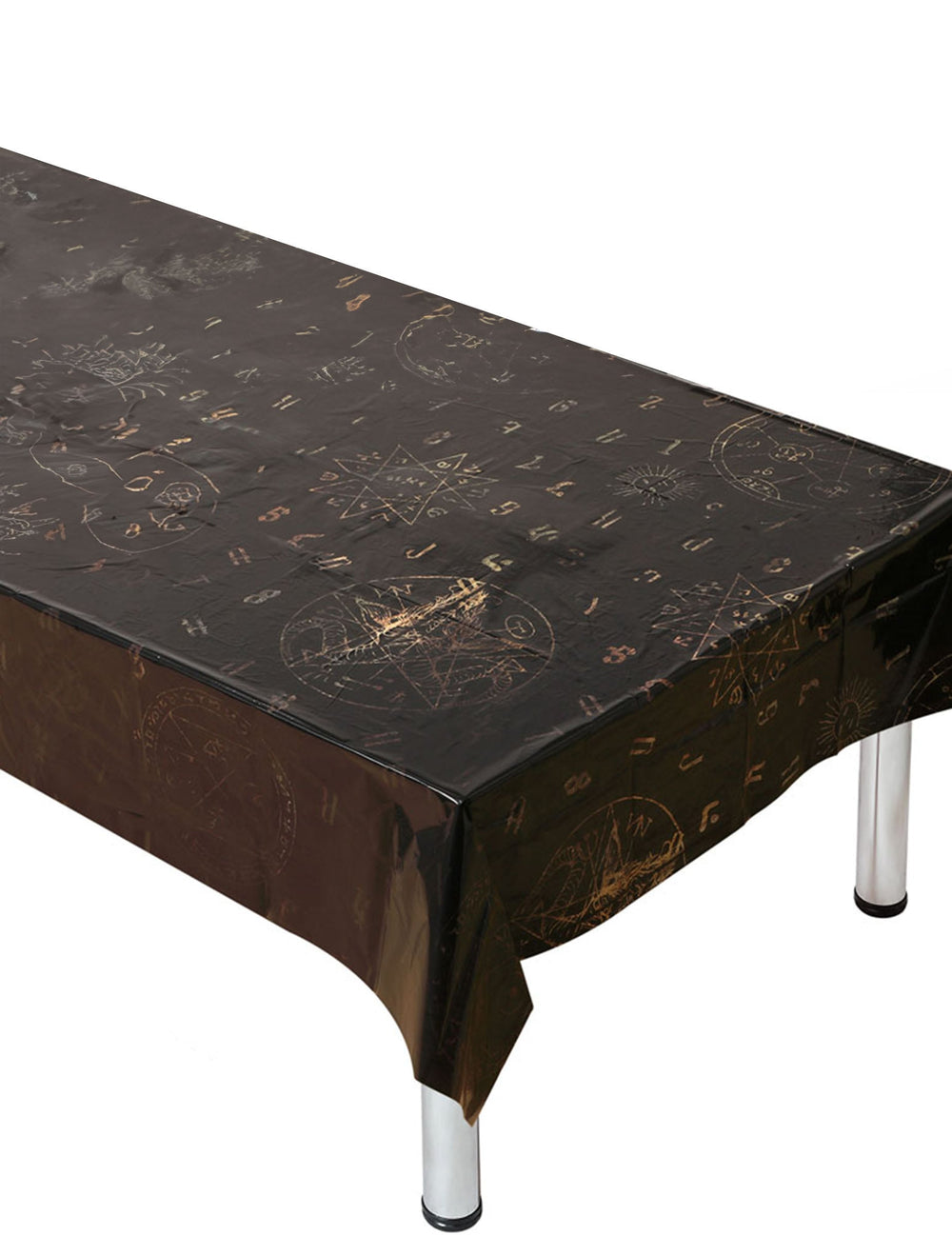 Nappe ouija pour fête noire avec motifs occultes dorés