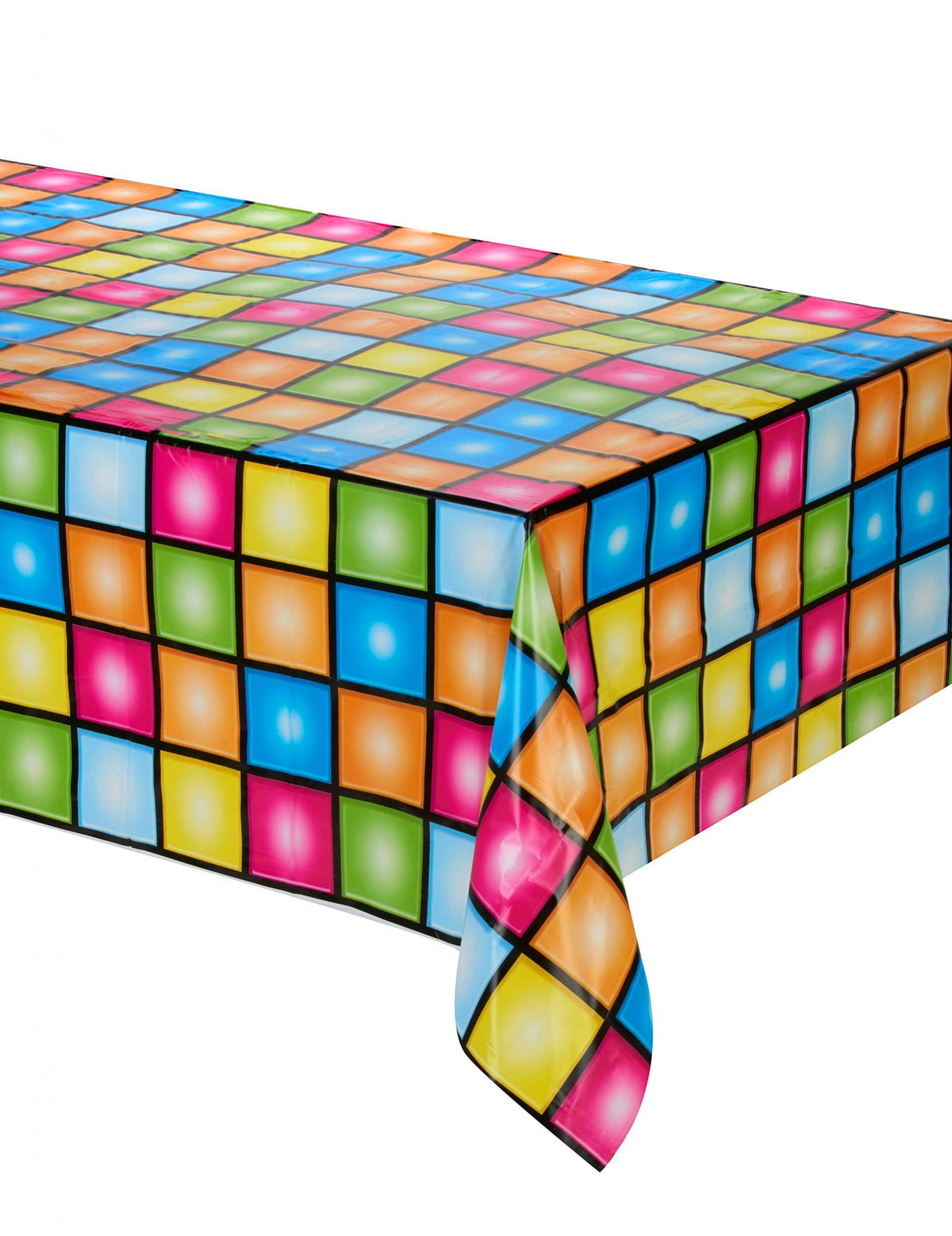 Nappe en plastique disco multicolore motif dancefloor