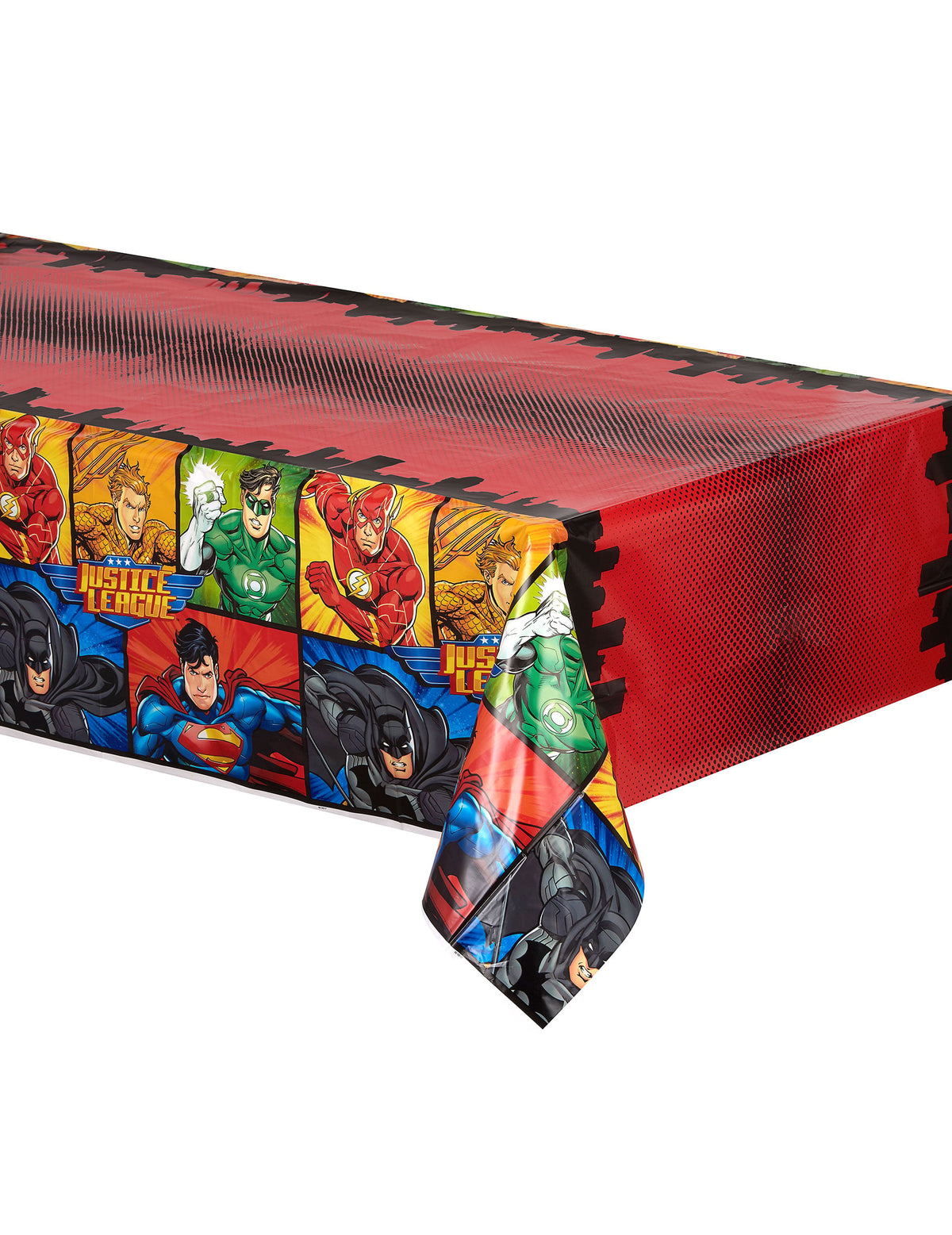 Nappe plastique Justice League pour fête rouge à motifs de super-héros