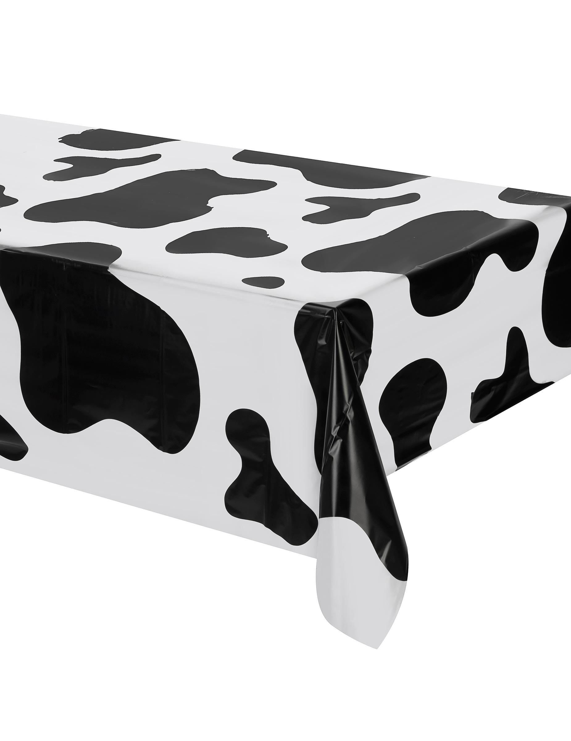 Nappe en plastique vache pour décoration de fête blanche à taches noires