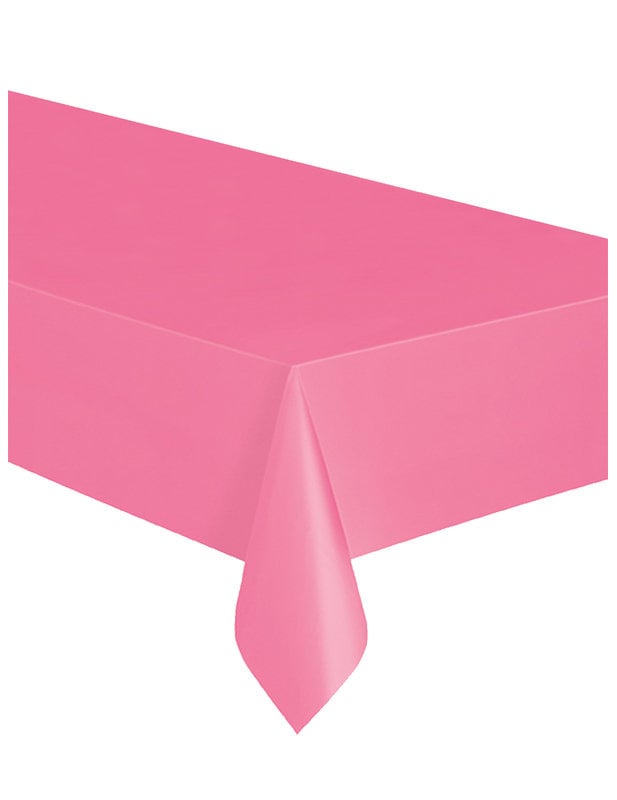 Gros plan sur le coin de la nappe rectangulaire rose en plastique