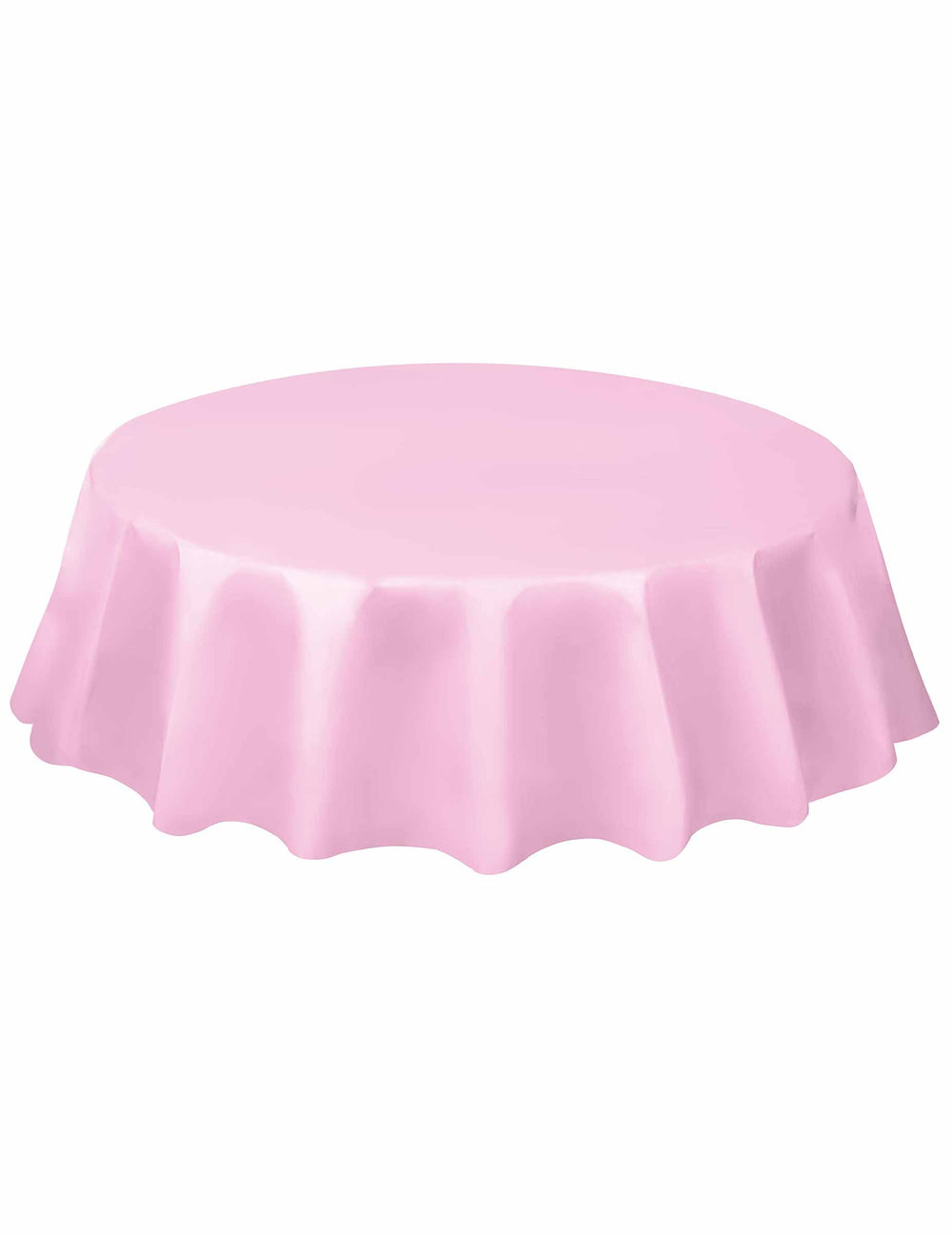 Nappe ronde en plastique jetable pour fête rose clair