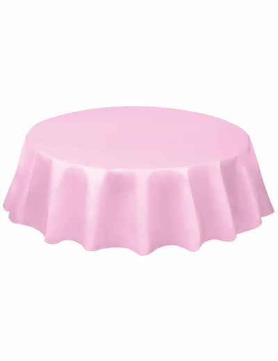 Nappe ronde en plastique jetable pour fête rose clair