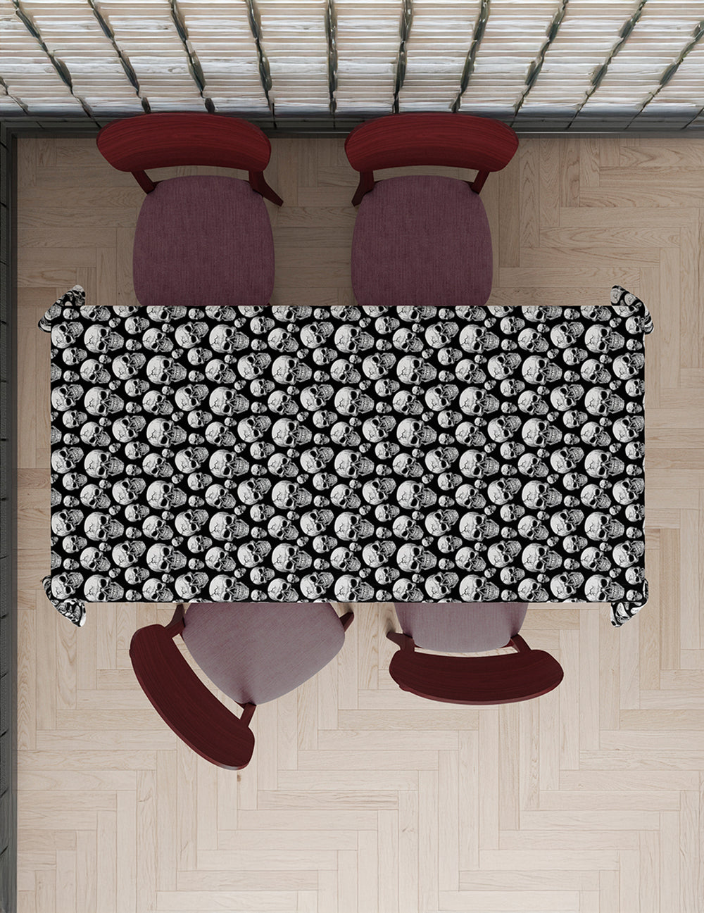 Vue de dessus de la nappe tête de mort