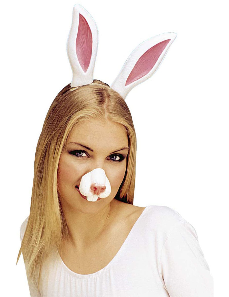 Vue d'ensemble avec oreilles du Nez de lapin pour adulte
