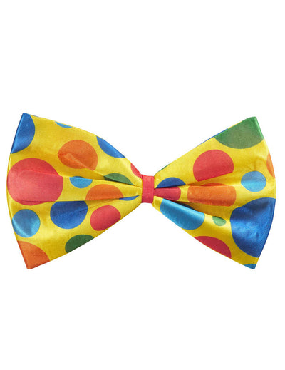 Noeud papillon de clown à pois pour adulte jaune à pois multicolores