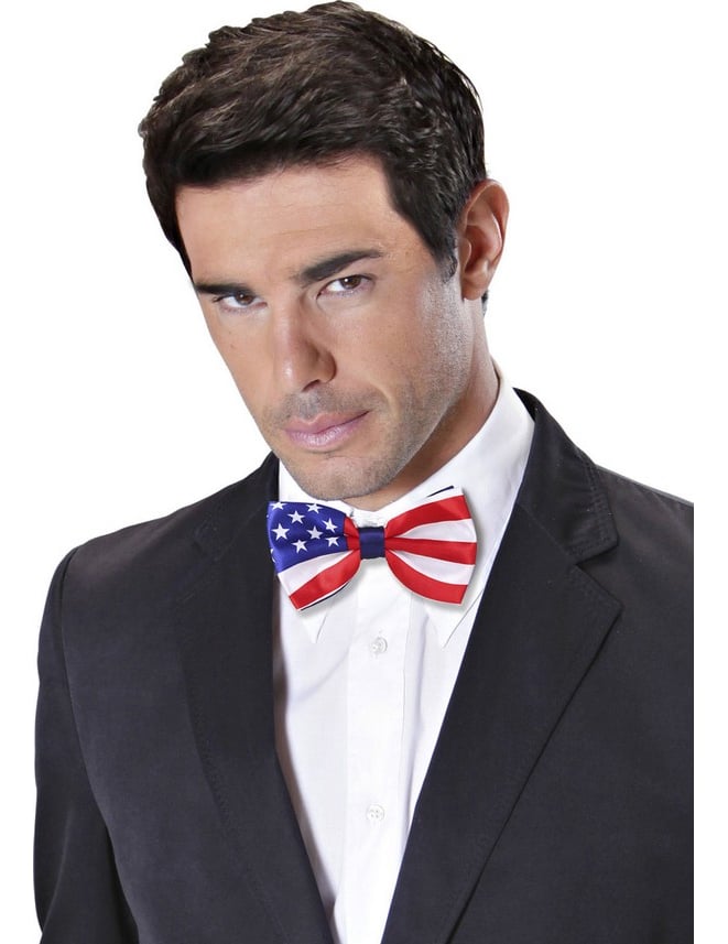 Noeud papillon USA pour adulte bleu blanc rouge à étoiles et rayures