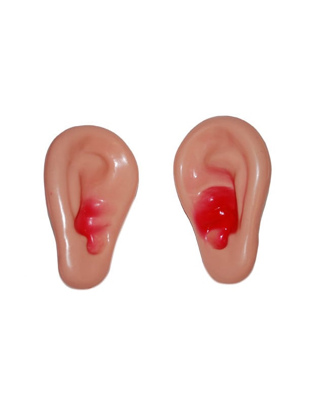 Oreilles géantes pour adulte couleur chair avec faux sang