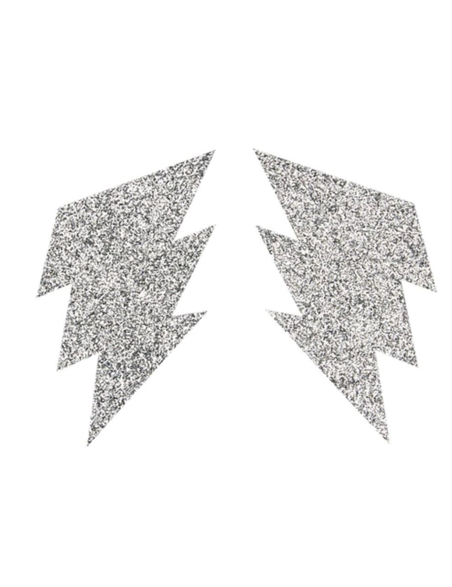 Pár strieborných trblietavých návlekov na bradavky s bleskom