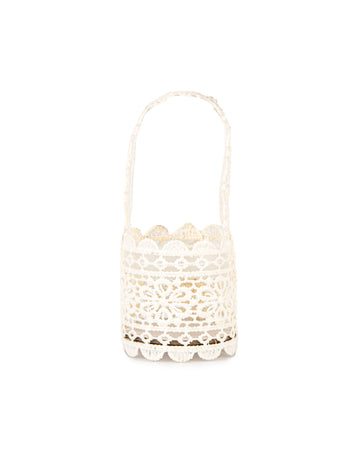 Slonovinový čipkovaný košík 11 x 5 cm s rukoväťou