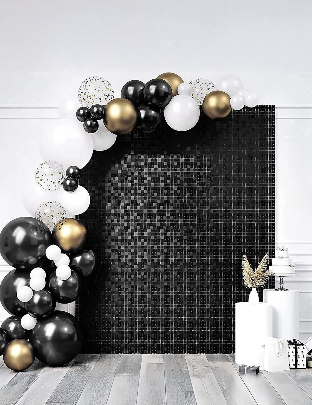 Panneau de fond noir brillant pour fête noir à sequins