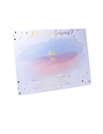 Herná doska pre dievča alebo chlapca s ružovými a modrými nálepkami, 56 x 43 cm na párty s odhalením pohlavia