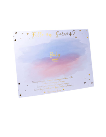 Herná doska pre dievča alebo chlapca s ružovými a modrými nálepkami, 56 x 43 cm na párty s odhalením pohlavia